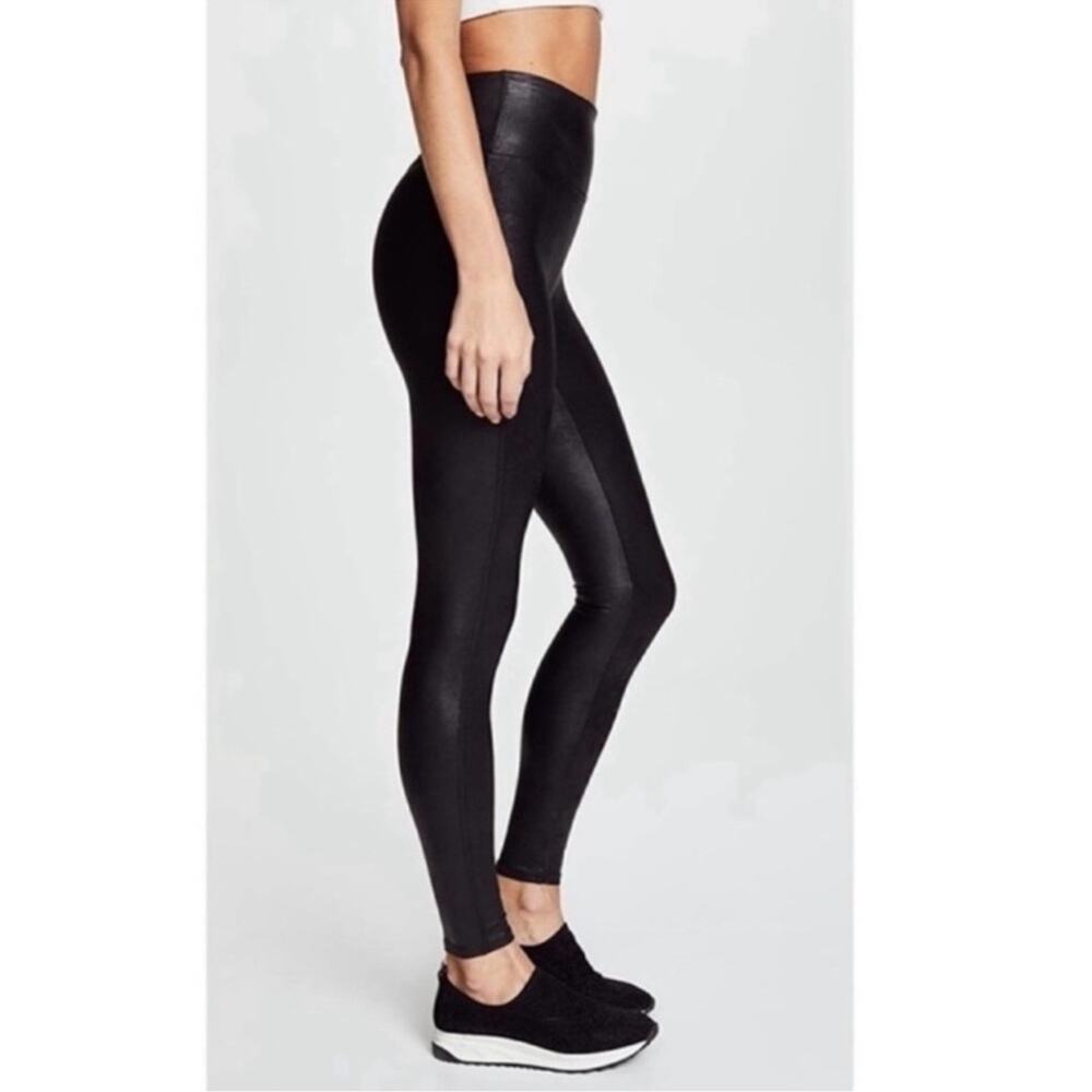 Spanx Black High Rise Faux Leather Leggings Women’s Size Small Petite - Picture 3 of 11
